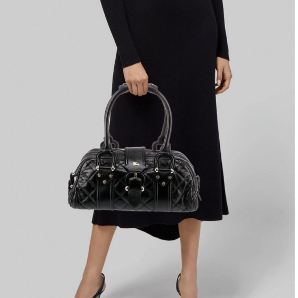 Burberry Prorsum All Leather Black Bowling Bag